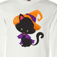 thumbnail image 4 of Inktastic Black Cat, Cat Wearing Witch Hat, Halloween Long Sleeve T-Shirt, 4 of 5