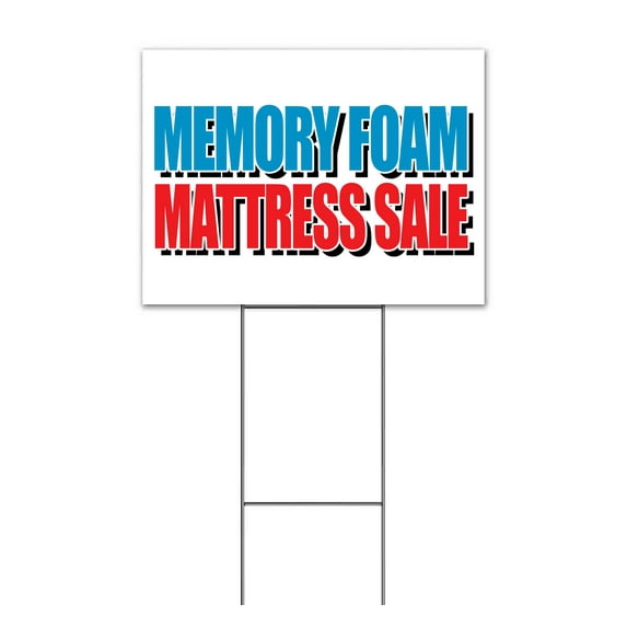 Memory Foam Mattress Special (18" x 24") Yard Sign, Includes Metal Step Stake