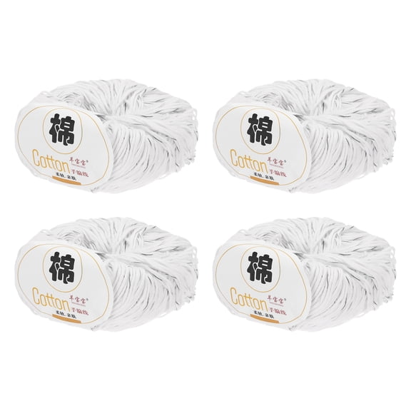 Uxcell Cotton Yarn, Soft Knitting Yarn 4 Packages of 200g/7.05oz/ White/Black