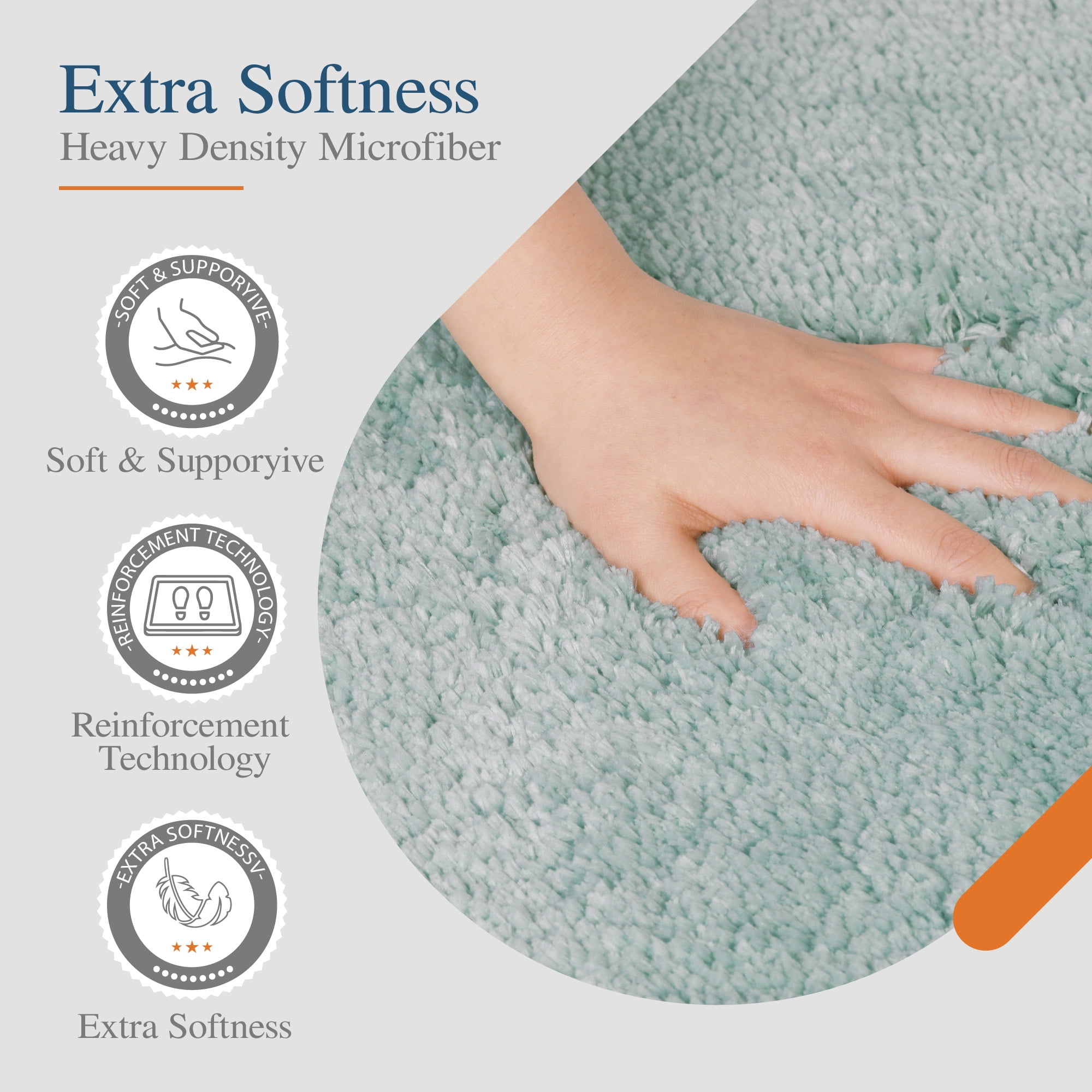 Walensee Shag Bath Rug, Non Slip Bath Mat for Bathroom, 16"x24", Aqua, Machine Wash