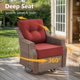 thumbnail image 4 of POCASSY 6PCS Outdoor Furniture Set with 6" Thick Cushion, Outdoor Sofa Couch Set with Swivel Chairs and Ottoman, Brown Wicker Patio Furniture Set for Porch Balcony in Red Olefin Cushion, 4 of 13