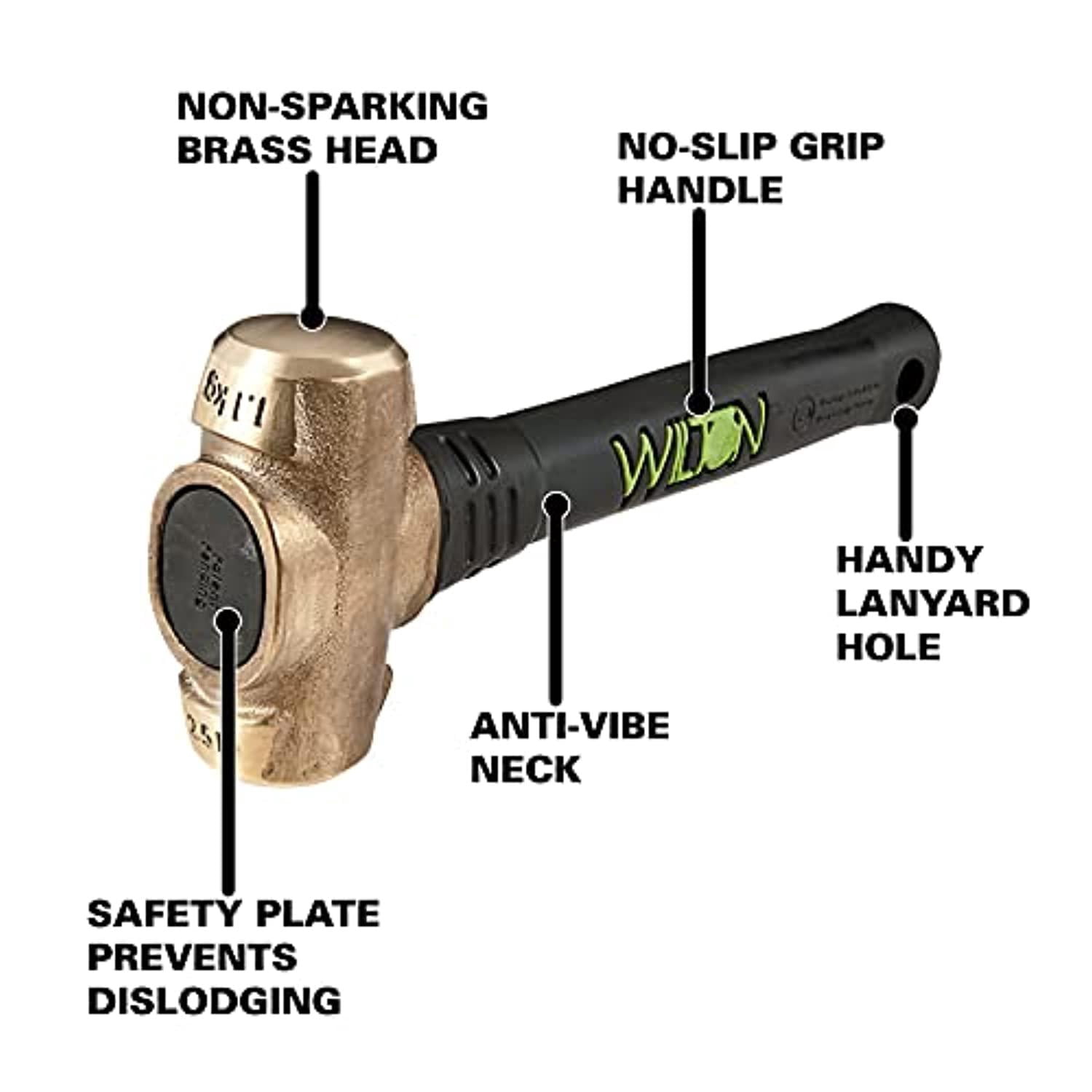 Wilton Tools 90212 Heavy Duty 2.5 Pound Head B.A.S.H. Brass Sledge Hammer Tool