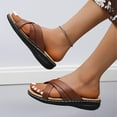 thumbnail image 5 of asdoklhq Slippers for Women Summer,New Car Line Thick Bottom Cross Wedge Heel Half Slippers, 5 of 7