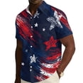 thumbnail image 2 of Hogleaql 4th Of July Hawaiian Shirts for Mens 4th Of July American Flag Graphic Short Sleeve Patriotic Shirts Collared Button Fashion Hawaiian Casual Shirts for Men Watermelon Red L, 2 of 6