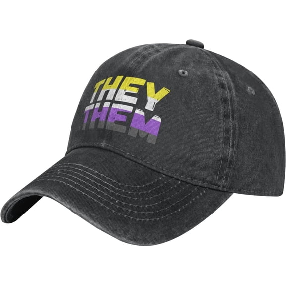 They Them - Nonbinary Pride Flag Unisex Cowboy Cap Baseball Hat Adjustable Denim Dad Hat