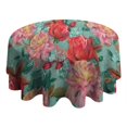 thumbnail image 4 of Pioneer Flower Floral Print Pattern Round Tablecloth 60"x60",Wrinkle Wipeable Table Cloth for Kitchen Dining Room Picnic Patio Party, 4 of 6