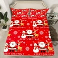 thumbnail image 2 of jejeloiu Kawaii Christmas Reindeer Twin Sheet Sets,Cartoon Santa Claus Snowman Twin Fitted Sheet,Happy New Year Flat Sheet For Girls Teens,Luxury Bedroom Decor,3 Pieces, 2 of 7