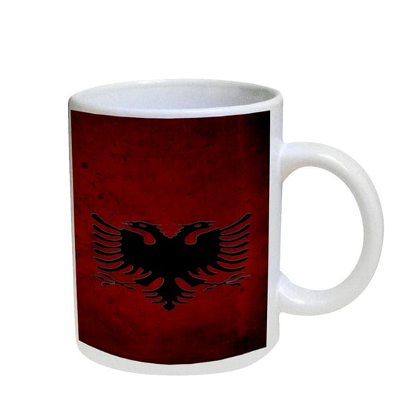 KuzmarK Coffee Cup Mug Pearl Iridescent White - Albanian Flag Modern