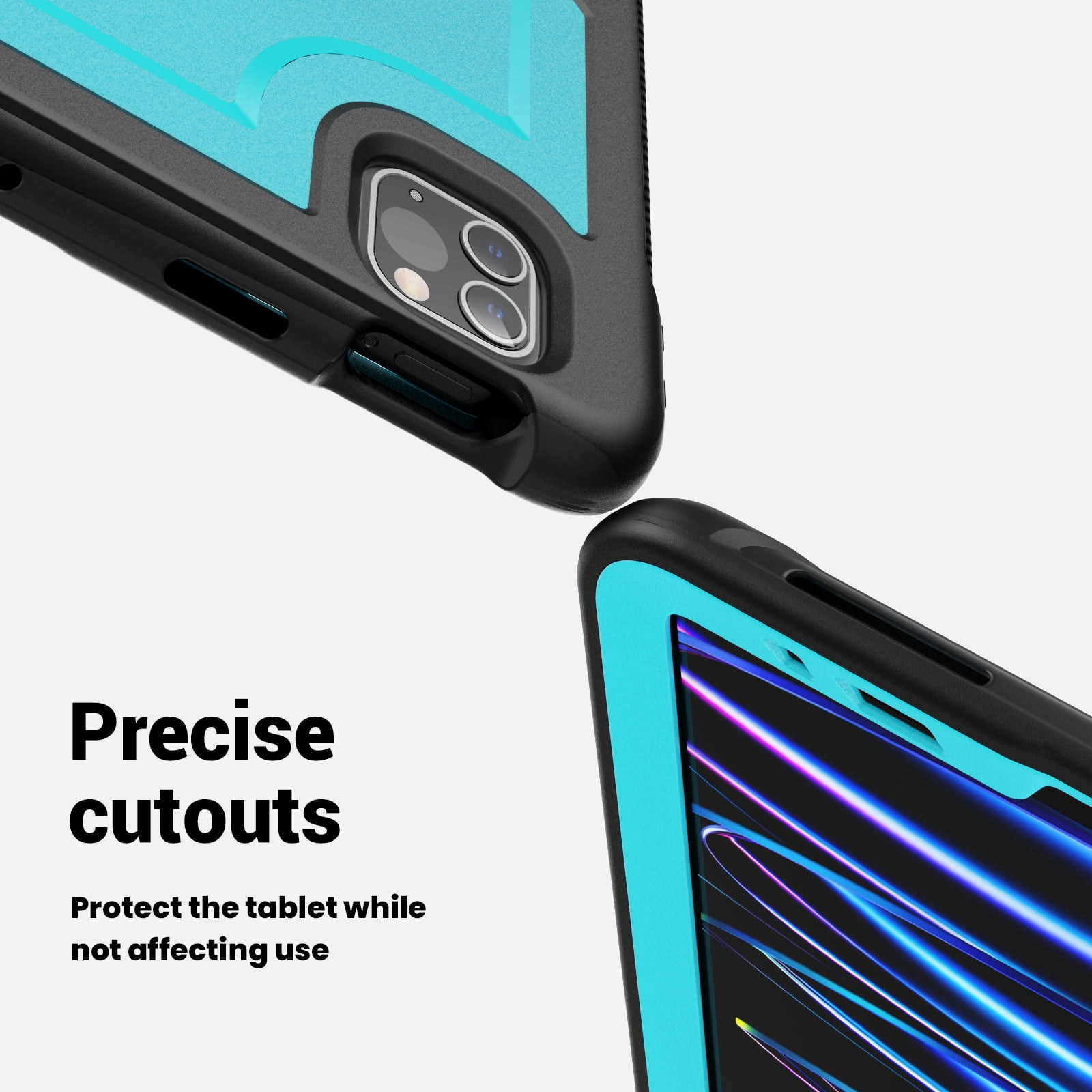 ELEHOLD Case for Apple iPad Pro 11 2022/2021/2020/2018/air4 10.9/air5,Soft TPU Rugged Durable Case with 360° Rotating Hand Strap & Foldable Hidden Stand & Pencil Holder,Lightblue