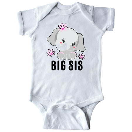 

Inktastic Big Sis with Cute Elephant with Flower Gift Baby Girl Bodysuit