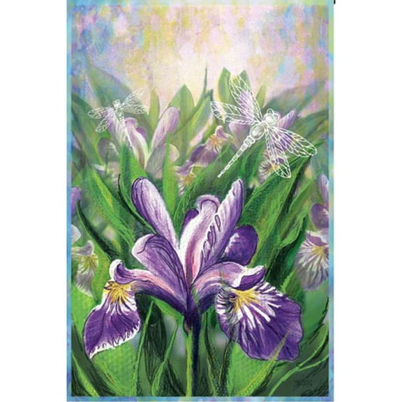Premier Illuminated Garden Flag - Blue Iris