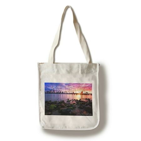 Multi Junior Handbags - San Diego, California - Ocean & Skyline at Sunset - Lantern Press Artwork (100% Cotton Tote Bag - Reusable)