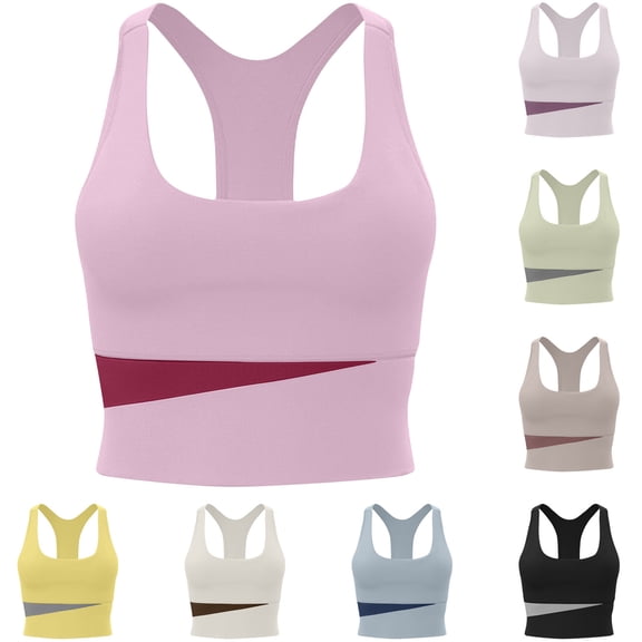 Ahuyic Womens Sports Bra,Summer Plus Size Bra,Womens Shockproof Running Fitness Drying Plus Size Gathered Back Yoga Sports Bra,Yellow,M
