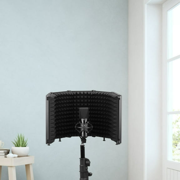 Soimiss 1Pc Microphone Pops Filter Portable Windproof Shield Black for Recording and Broadcasting