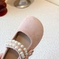 thumbnail image 6 of Bxsruta Toddler Girl Shoes Mary Janes Pearl Beaded Flat Dress Shoes for Kids, 6 of 8