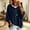 Navy, variant on HaCpiu Women's Solid Hooded Knit Top, Casual Loose 3/4 Sleeve Poncho Sweater, Lightweight Flowy Pullover Sweatshirt with Drawstring, Black L