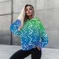 thumbnail image 4 of COEQINE Women's Hoodies Lightweight Oversized Sweatshirts Pullover Fashion Y2K Cozy Long Sleeves Crewneck Soft Casual Wear White Waves and Stars Green blue gradually Outfits Clothes, M, 4 of 7