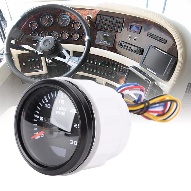 Car Pointer Tachometer, 0-3000 RPM Adjustable Speed Ratio Gauge Hour Meter, 52mm 2in 7 Color Backlight, Metal, DC 9-32V, for Trucks Tractors RVs Boats,