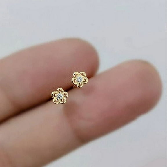 2Ct Round Cut Lab Created Diamond Solitaire Stud Earrings 14K Yellow Gold Plated