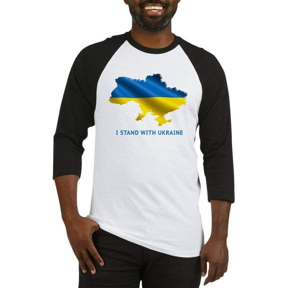 CafePress - I Stand With Ukraine Flag Ukrainia Baseball Jersey - Cotton Baseball Jersey, 3/4 Raglan Sleeve Shirt