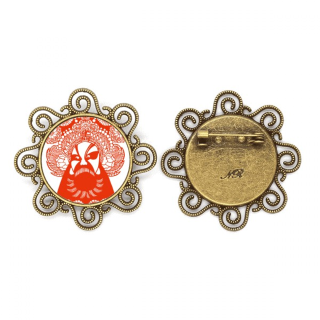 Ópera de Pekín Facial Mask pattern Broche de flores, regalo de joyería para mujeres y niñas Unbranded M