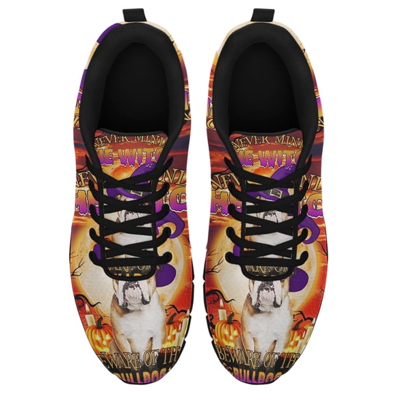 Halloween Beware Of The Bulldog Running Shoes Sneakers Mesh Black Size 3.5