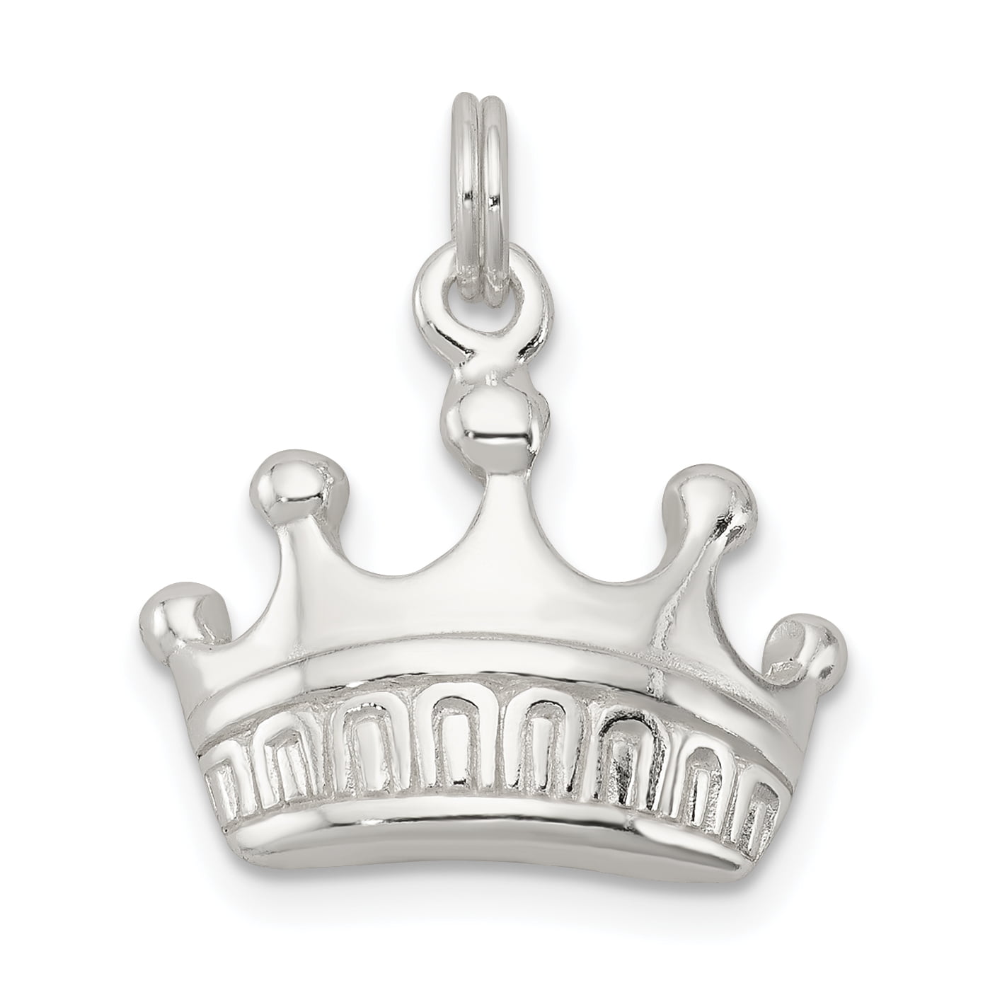 Rembrandt Sterling Silver Crown Charm on a Sterling Silver Rope Chain Necklace