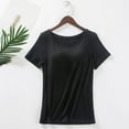 thumbnail image 4 of Lmnyox Women's Short Sleeve Basic Tee with Padded Solid Color Crew Neck T Shirt Comfy Loose Undershirts, 4 of 5