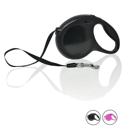 - Loreso Classic Heavy Duty Dog Retractable Leash, Secure One-Button Brake-Lock, Strong & Durable Extending Adjustable Nylon Ribbon -16Ft Black