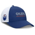 thumbnail image 3 of Men's Fanatics Blue/White Edmonton Oilers Authentic Pro Rink Lockup Adjustable Trucker Hat, 3 of 4
