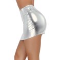 thumbnail image 3 of zdhoor Jupe Mini Moulante en Cuir Verni PVC Extensible pour Femmes Robe Crayon Serrée Argent Taille Unique, 3 of 6