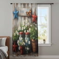 thumbnail image 4 of Daisy Flower Sheer Curtains 54 Inches Long, Retro Western Red Blue Stars Butterfly Wood Light Filering Curtains, Breathable Simi Curtain Privacy Drapes for Kitchen Bathroom Small Window Treatment, 4 of 9