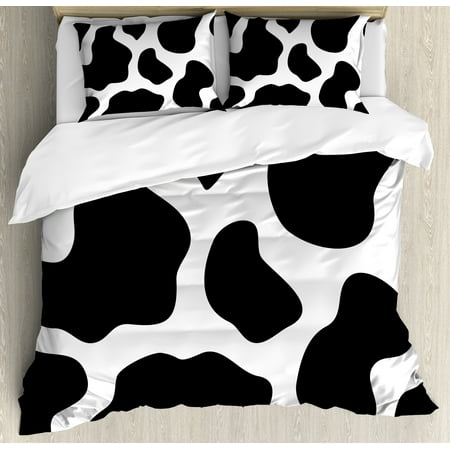 Cow Print Duvet Cover Set Hide Of A Cow With Black Spots Abstract