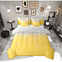 Feelyou Glitter Sequin Print Twin Bedding Sets 7-Piece for Female, Cartoon Dreamy Stars Print Bedding Comforter Set, Modern Fashion Reversible Sheet Sets, Super Cozy Room Decor