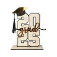 thumbnail image 1 of Harpily Desktop Ornament Graduation Decorations Sign Class of 2025 Graduation Table Sign Wooden Sign for High School College Graduates Bachelor Hat Design with Base Red A, 1 of 5