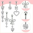thumbnail image 6 of Bocaoying 5 Pcs Belly Button Ring Pendants, Belly Button Piercing Jewelry, Dangle Belly Button Rings, Stainless Steel Belly Rings for Women, Cute Heart-Shaped Bow Flower Pregnancy Belly Rings, 6 of 7