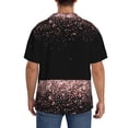thumbnail image 7 of Balery Rose Gold Glitter1 Men's Casual Button Down Shirt Short Sleeve Textured Summer Cuban Beach Shirts-Large, 7 of 7