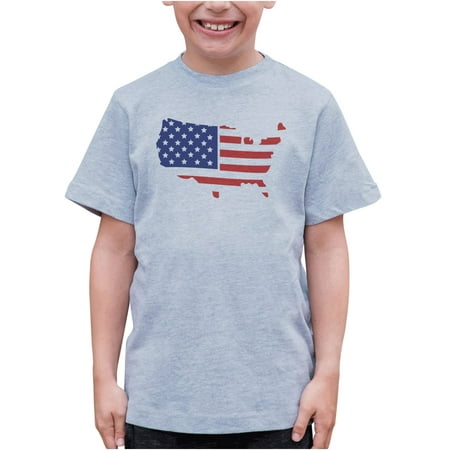 

7 ate 9 Apparel Kids Patriotic 4th of July Shirt - USA Flag Map Grey T-Shirt 4T