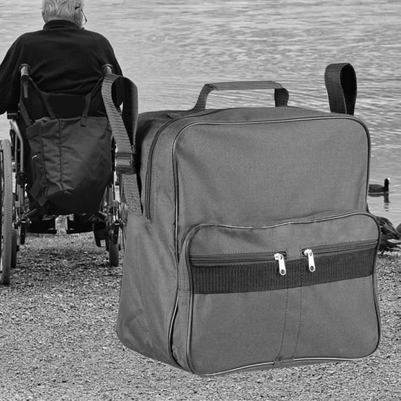 Bolsa para Silla de Ruedas con Correas Ajustables, Bolsa para Reposabrazos para Teléfono con Pastillero para Exteriores , Gris Salvador bolsa lateral para silla de ruedas