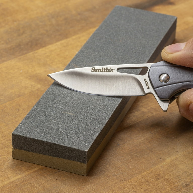 Smith’s 50821 8” Dual Grit Combination Sharpening Stone – Gray – 8” Stone  Combination - Coarse Stone – 100 and 240 Grit Sharpening Stone –
