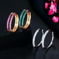 thumbnail image 2 of 585 Gold Rose Red CZ Stone Small Circle Round Ear Hoop Earring for Women Jewelry, 2 of 9