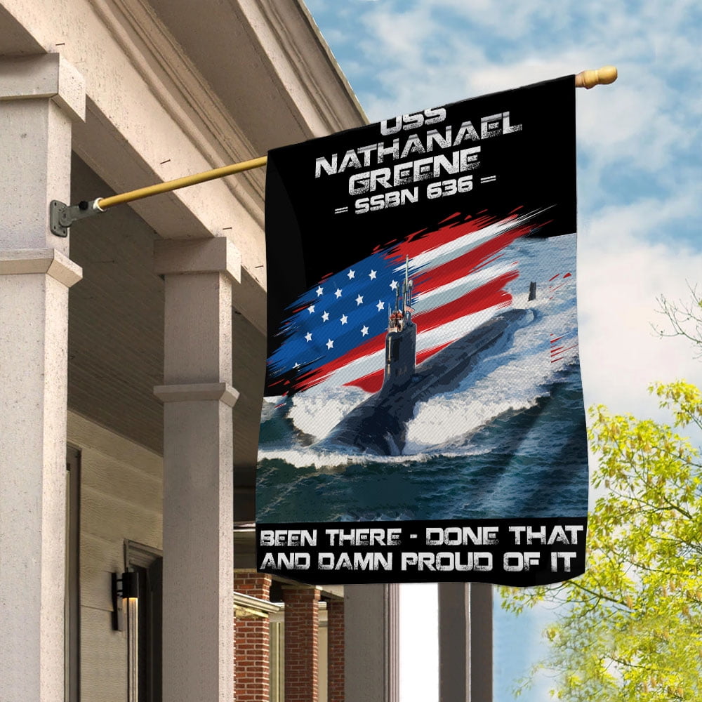 USS-NATHANAEL-GREENE-SSBN-636 Veterans Day, Flag Ship 4th of July , Patriotic Flag Garden Flag, Double-Sided Decorative Outdoor Flag, Patriotic Polyester Yard Flag 12 x 18 in