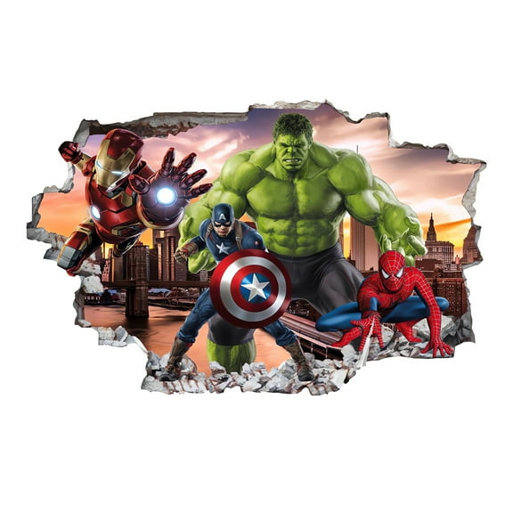 The Avengers Wall Stickers Cartoon Wall Stickers DIY Wall Decoration Girl Boy Bedroom Living Room Room decoration Family interactive puzzle
