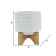 thumbnail image 4 of Modern Ceramic Planter with Stand - White Ceramic Pot with Bamboo Base - Indoor & Outdoor Decorative Plant Holder - 8" White, 4 of 12