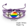 thumbnail image 2 of HIJONES Pride Rainbow LGBT Leather Bracelets for Gay Lesbian Stackable Rainbow Adjustable Bracelets Jewelry Purple Style 9, 2 of 4