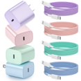 thumbnail image 1 of Cargador de teléfono Aorle, cargador de pared USB C de 20 W con cable de 6 pies, paquete de 4, 1 of 8