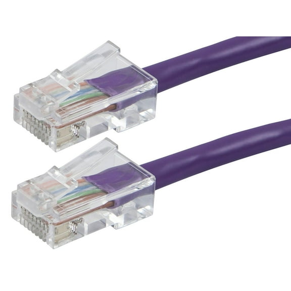 Monoprice Cat6 Ethernet Patch Cable - 1 Feet - Purple | Network Internet Cord - RJ45, Stranded, 550Mhz, UTP, Pure Bare Copper Wire, 24AWG - Zeroboot Series