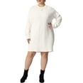 thumbnail image 2 of Unique Bargains Women's Plus Size Long Sleeve Knit Pullover Short Sweater Dresses 2X White, 2 of 6