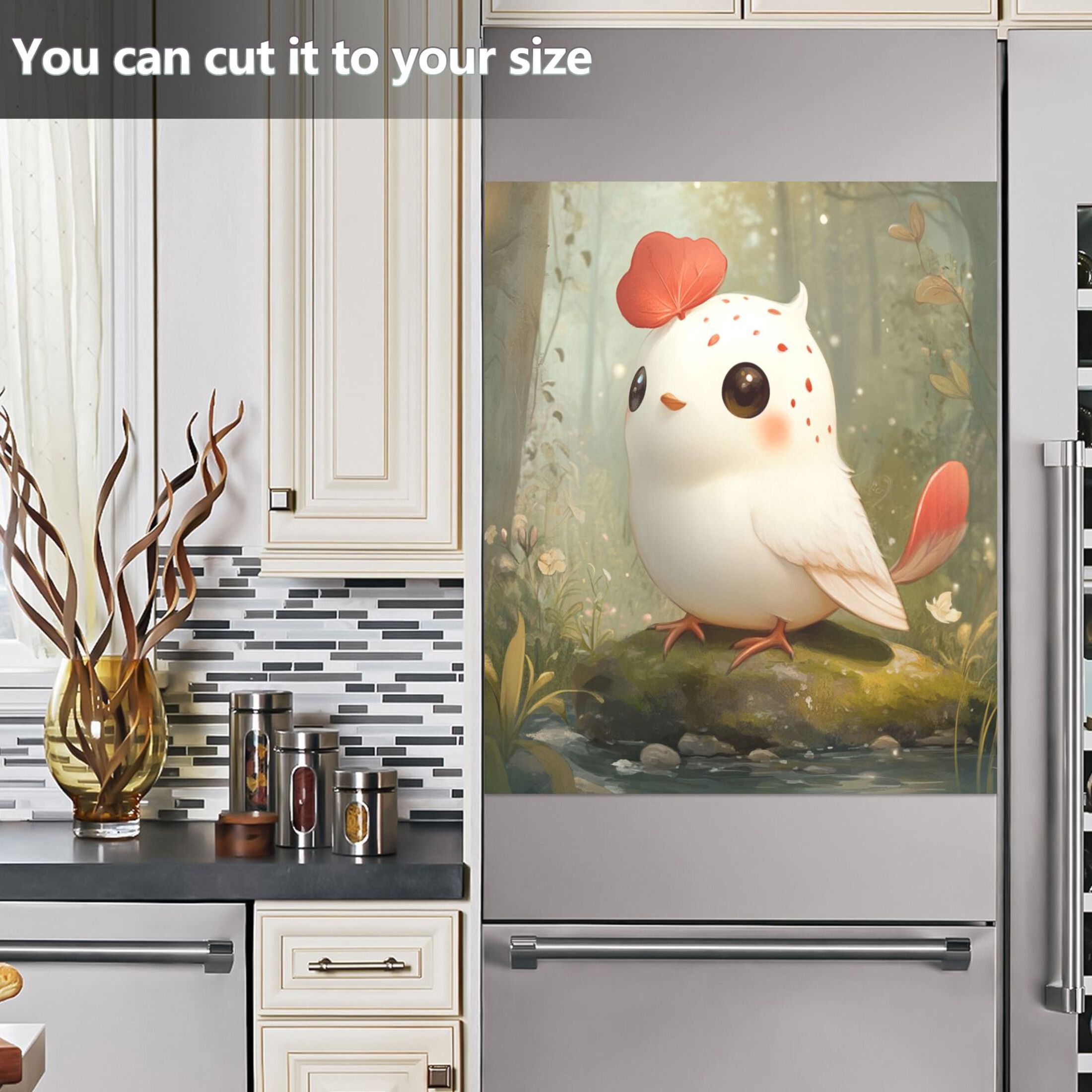 Dishwasher Magnetic Sticker 23x26 Inch Refrigerator Magnetic Sticker Washing Machine Magnetic Sticker Kitchen Panel Magnetic Sticker Home Decor Super Cute White Bird