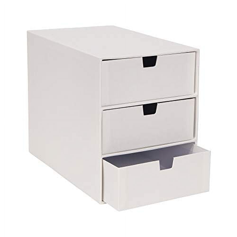Bigso Ingrid 3-Drawer Fiberboard Desk Organizer Drawers | White